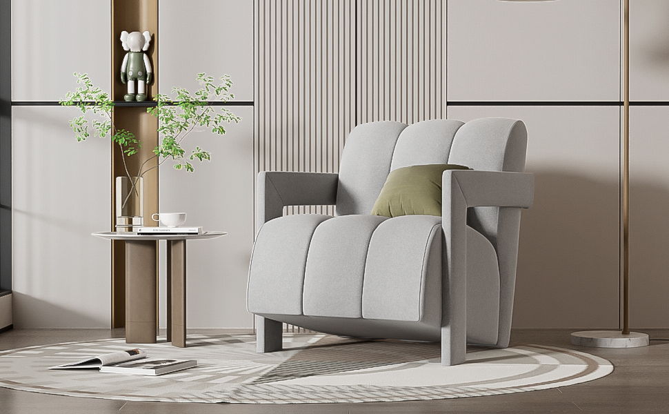 Modern Minimalist Leisure Armchair With L Shaped Armrests