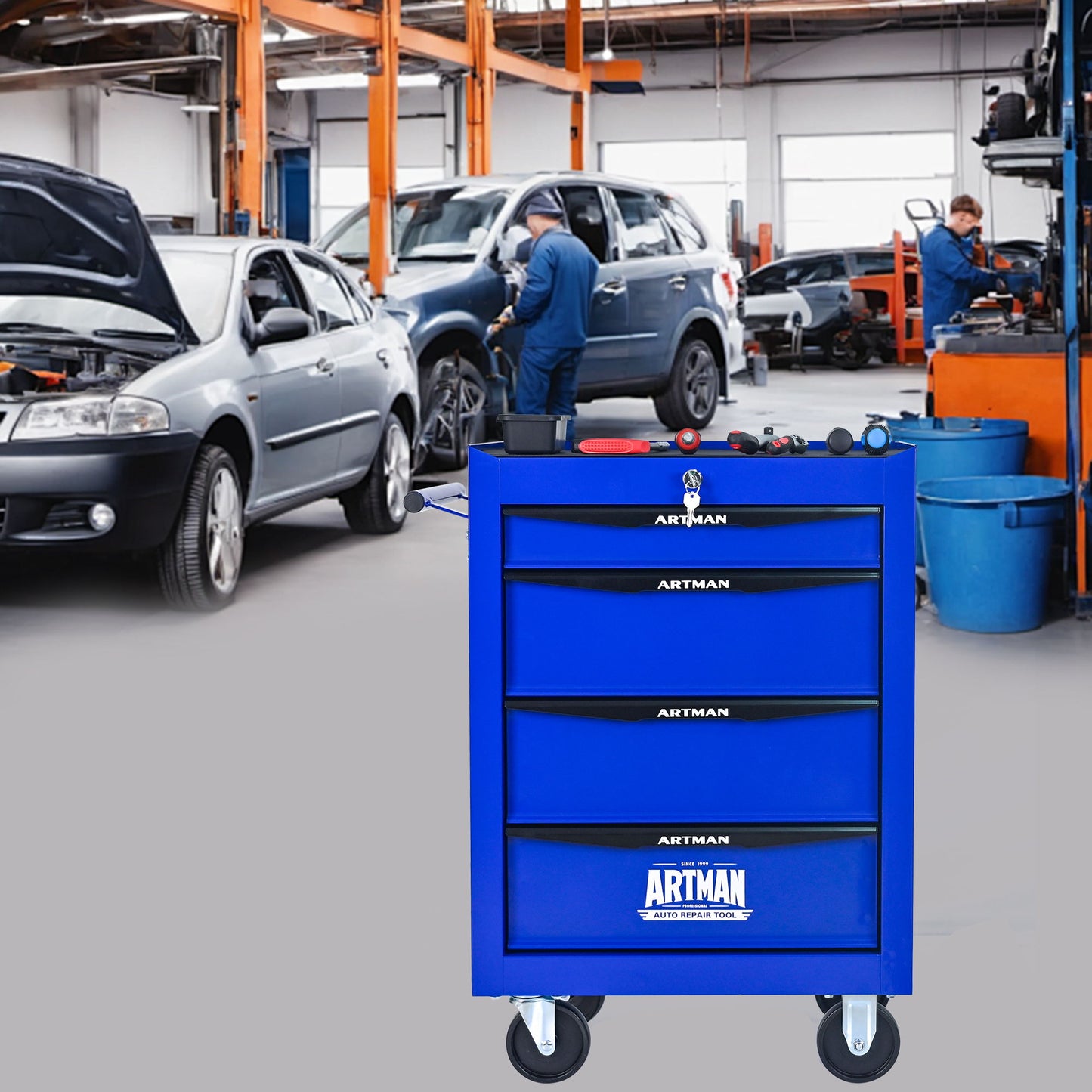 Rolling Metal Tool Chest With Drawers, Steel Storage Cabinet With Ball Bearing Slides