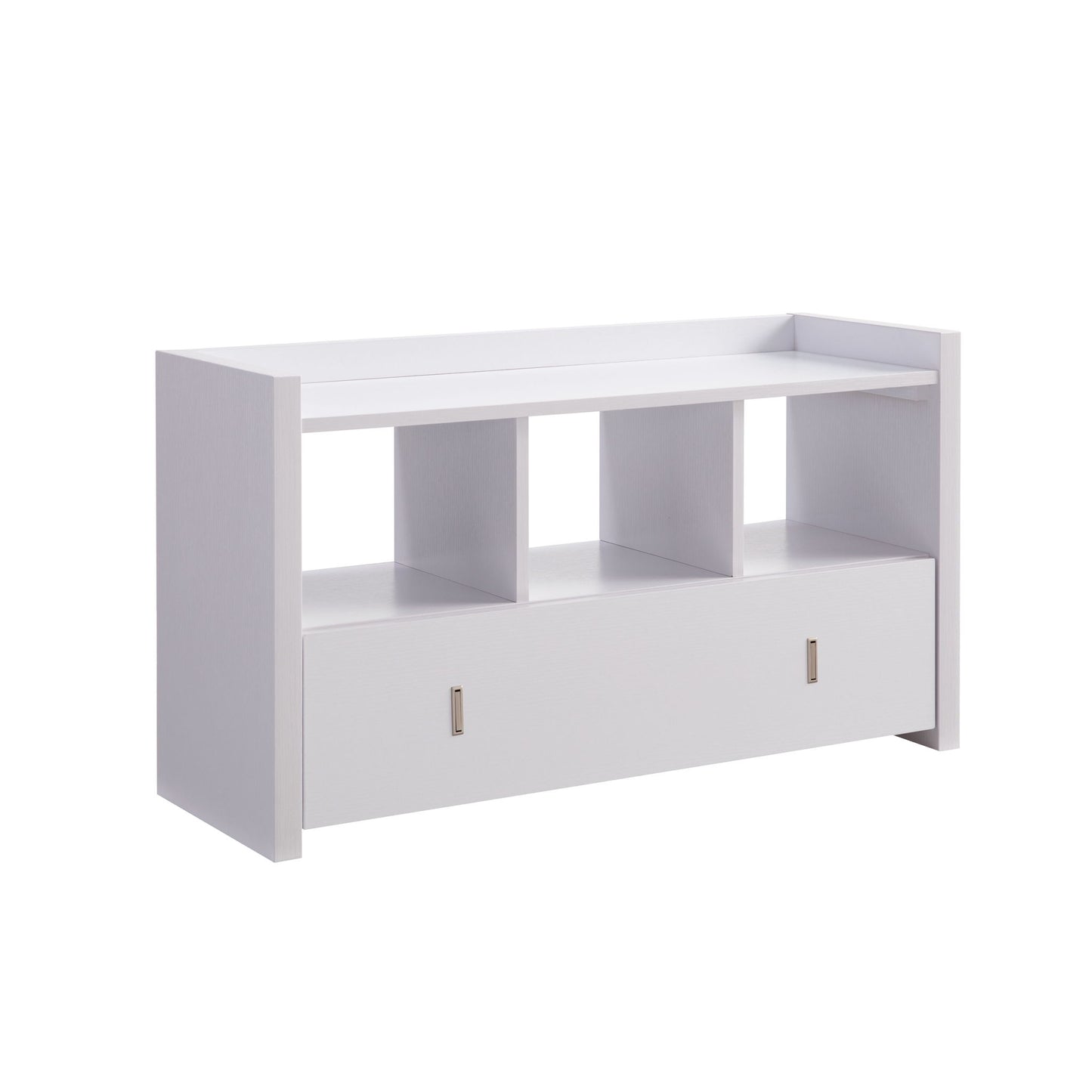 Shoe Entry Bench With Three Shelves, One Drawer With Divided Compartment