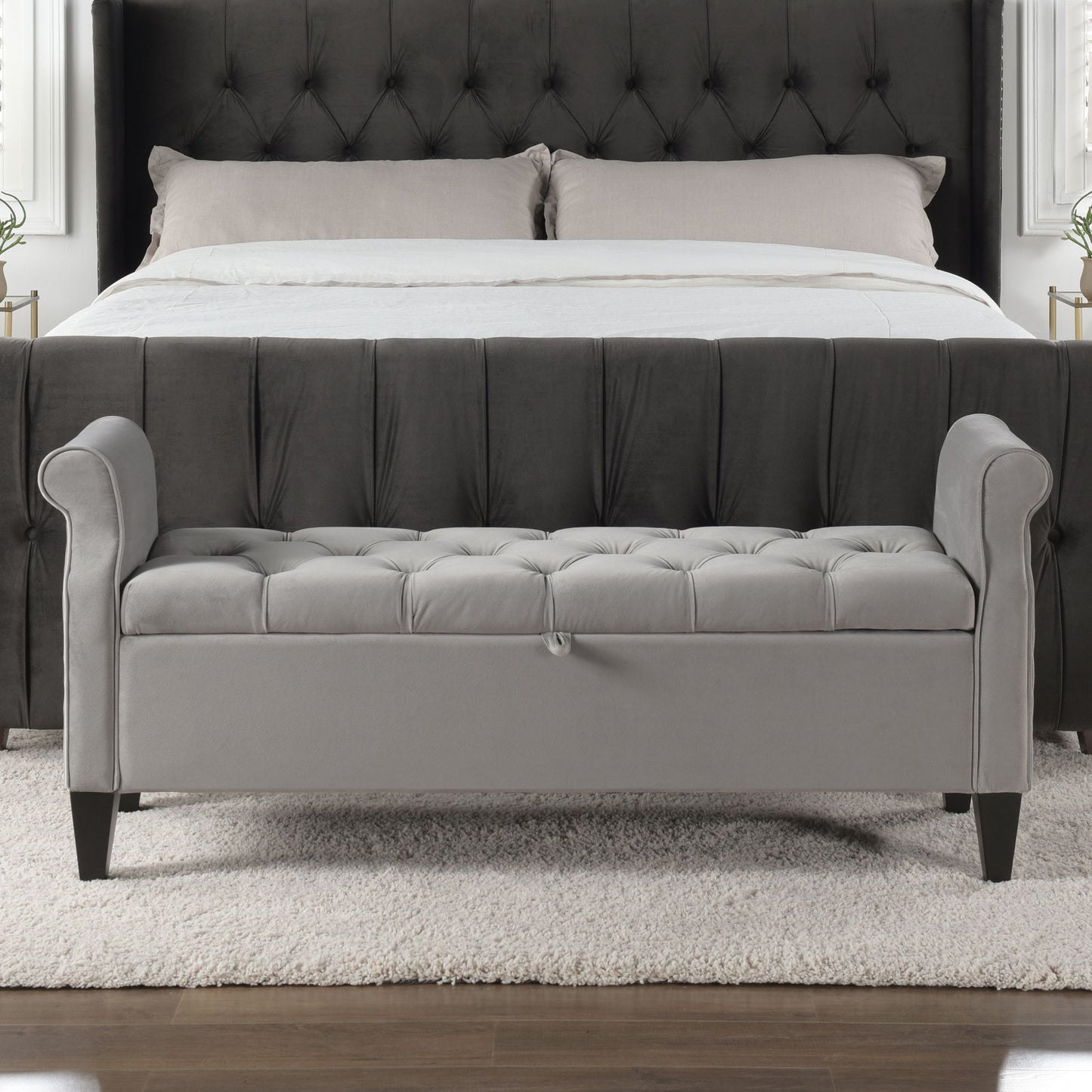 Jacqueline - Tufted Roll Arm Storage Bench