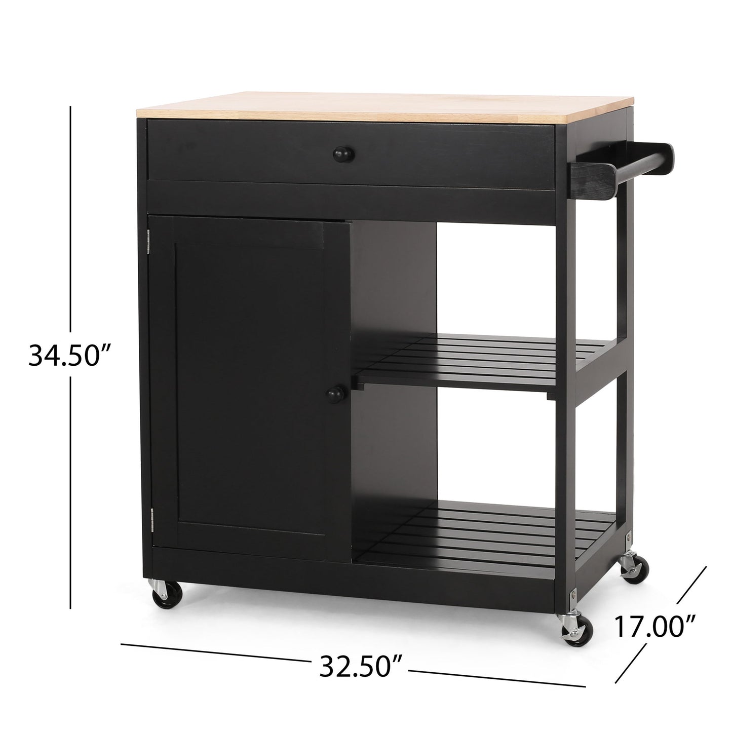 Lanier - Kitchen Cart With Wheels - Black