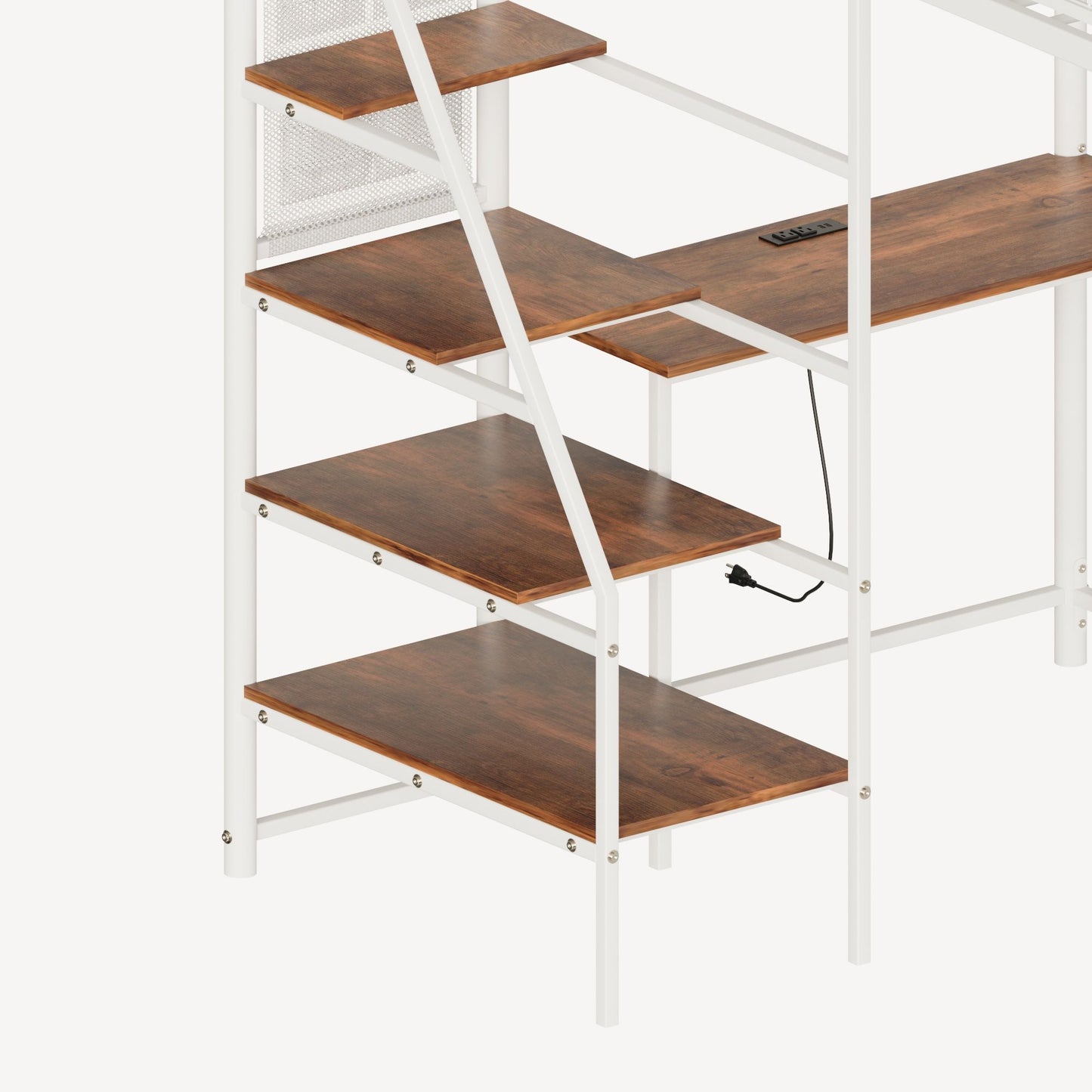 Metal Loft Bed With Built - In Charging Station And LED Light