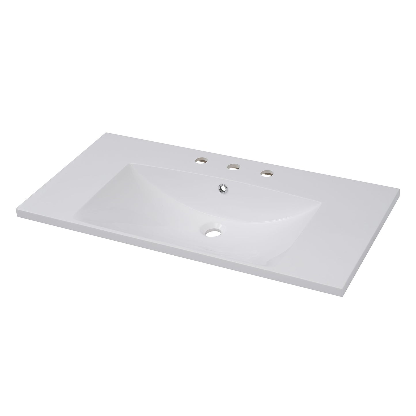 Bathroom Sink, Drop-In Vessel With 3 Holes 8'' Centerset For Small Spaces - White
