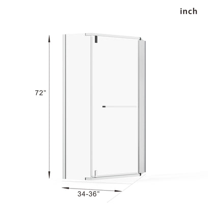 Durable Hardware Neo Angle Frameless Shower Door With Acrylic Base Combo