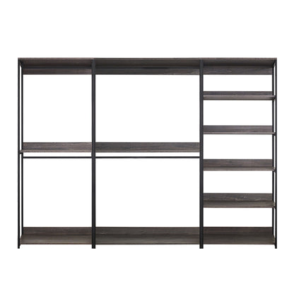 Monica - Wood Walk In Closet System With Spacious Drawer In Wood And Metal Frame - Gray
