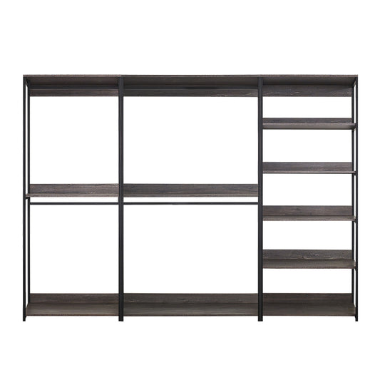 Monica - Wood Walk In Closet System With Spacious Drawer In Wood And Metal Frame - Gray