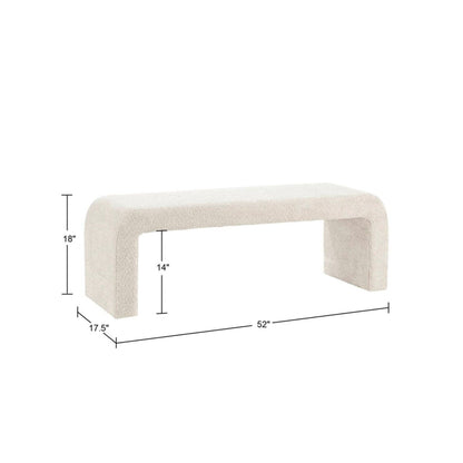 Modern Contemporary Waterfall Bench - Cream