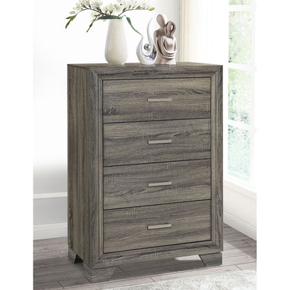 Funston - 4 Drawer Chest Of Drawers With Bar Handles - Brown Oak