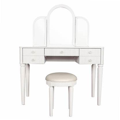 Mirrored Makeup Vanity Table Set With Adjustable Lighting And Storage