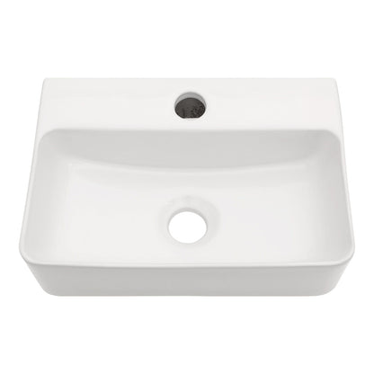 Ceramic Rectangle Wall Mount Bathroom Sink With Single Faucet Hole