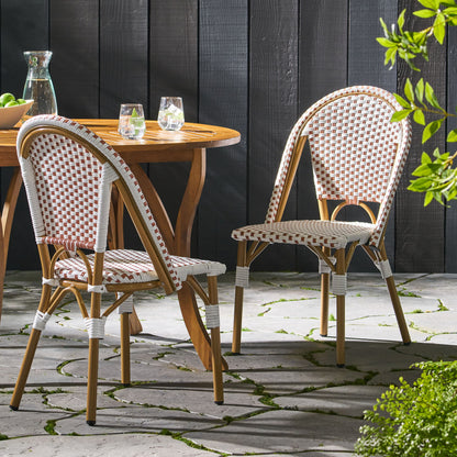 Outdoor Rattan And Aluminum French Bistro Chairs Set