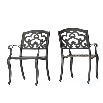 Cast Aluminum Dining Chair With Hand Crafted Details - Copper