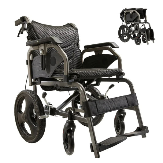 Lightweight Foldable Transport Wheelchair For Adults,Square Tube Design