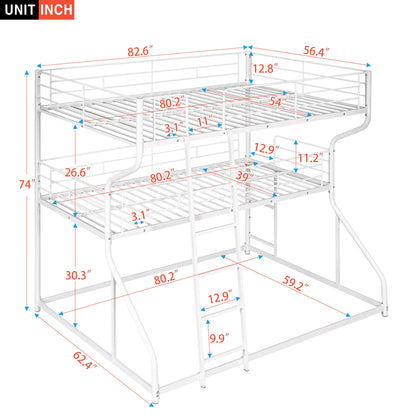 Industrial Triple Bunk Bed With Dual Ladders Frame, Space Saving Design