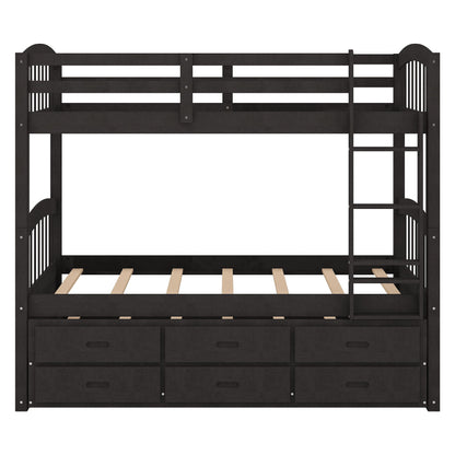 Bunk Bed With Trundle And Drawers, Arched Headboard And Footboard
