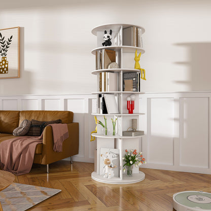 6 Tier Spinning Shoe Rack, Free Standing 360° Revolving Shoe Organizer - White