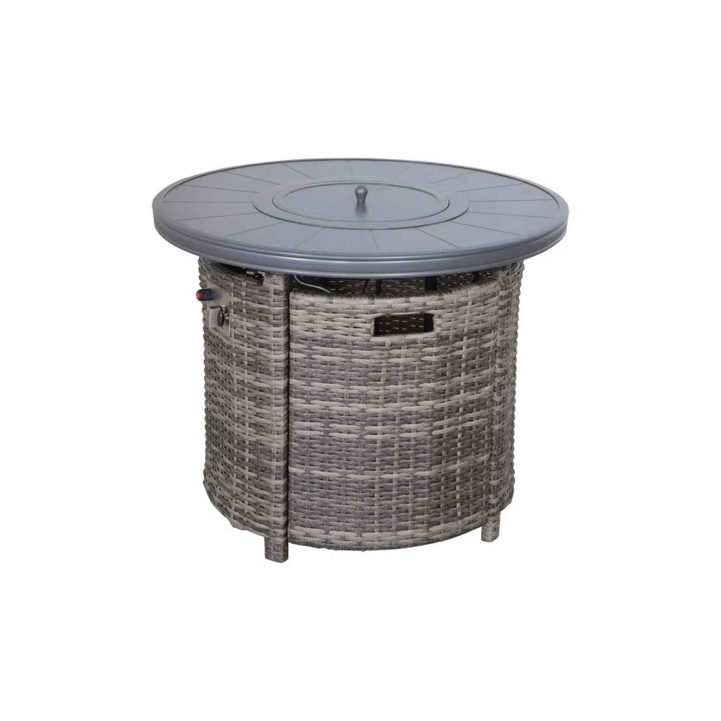 Wicker Outdoor Lounge Set With Cushions And Fire Pit