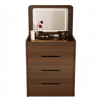 3 In 1 Vanity Desk With Flip Top Mirror, Compact Makeup Table With Glass Top And 3 Drawers