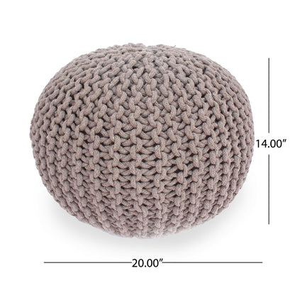 Moro - Knitted Round Pouf With Pumpkin Shape