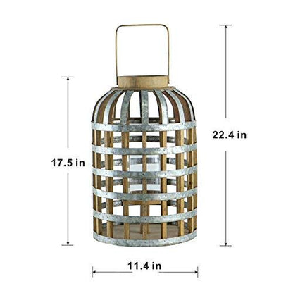 Decorative Lantern With Handle, Wooden Lantern For Indoor Outdoor, Home Garden Wedding