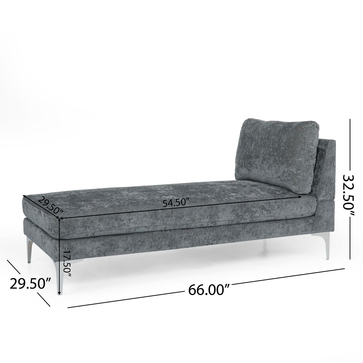 Fabric Upholstered Chaise Lounge With Iron Bracket Legs