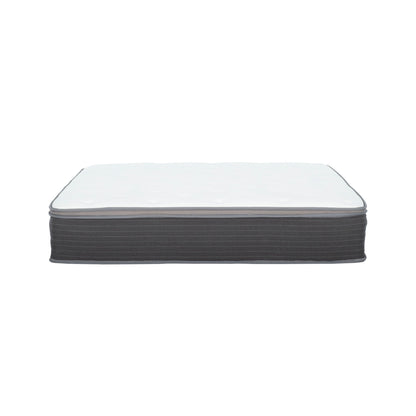 10" Full Size Hybrid Mattress In A Box, Gel Memory Foam Mattress Top With Pocket Coil Base - Gray / White