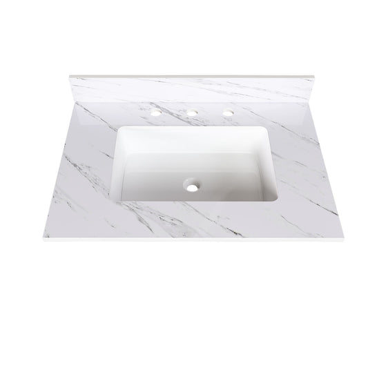 Bianco Carrara Venato Elegant Marble Vanity Top, Bathroom Vanity With Undermount Sink, Sintered Stone