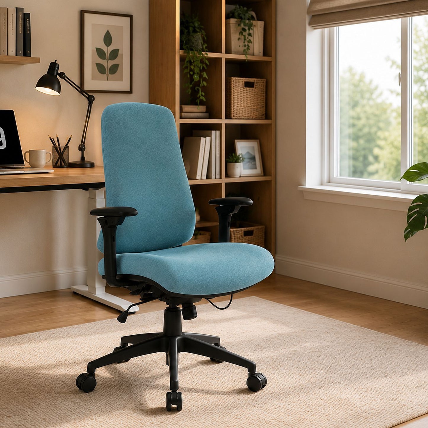 Office Chair With Mid Back Design, 5D Armrests And Multi Position - Blue