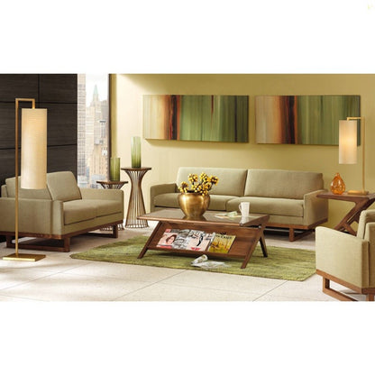 Coffee Table With Tempered Glass Top, Solid Wood Frame - Walnut