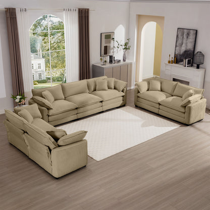 Elegant Corduroy Oversized Sectional Sofa Set With Deep Seats And Flexible Layout