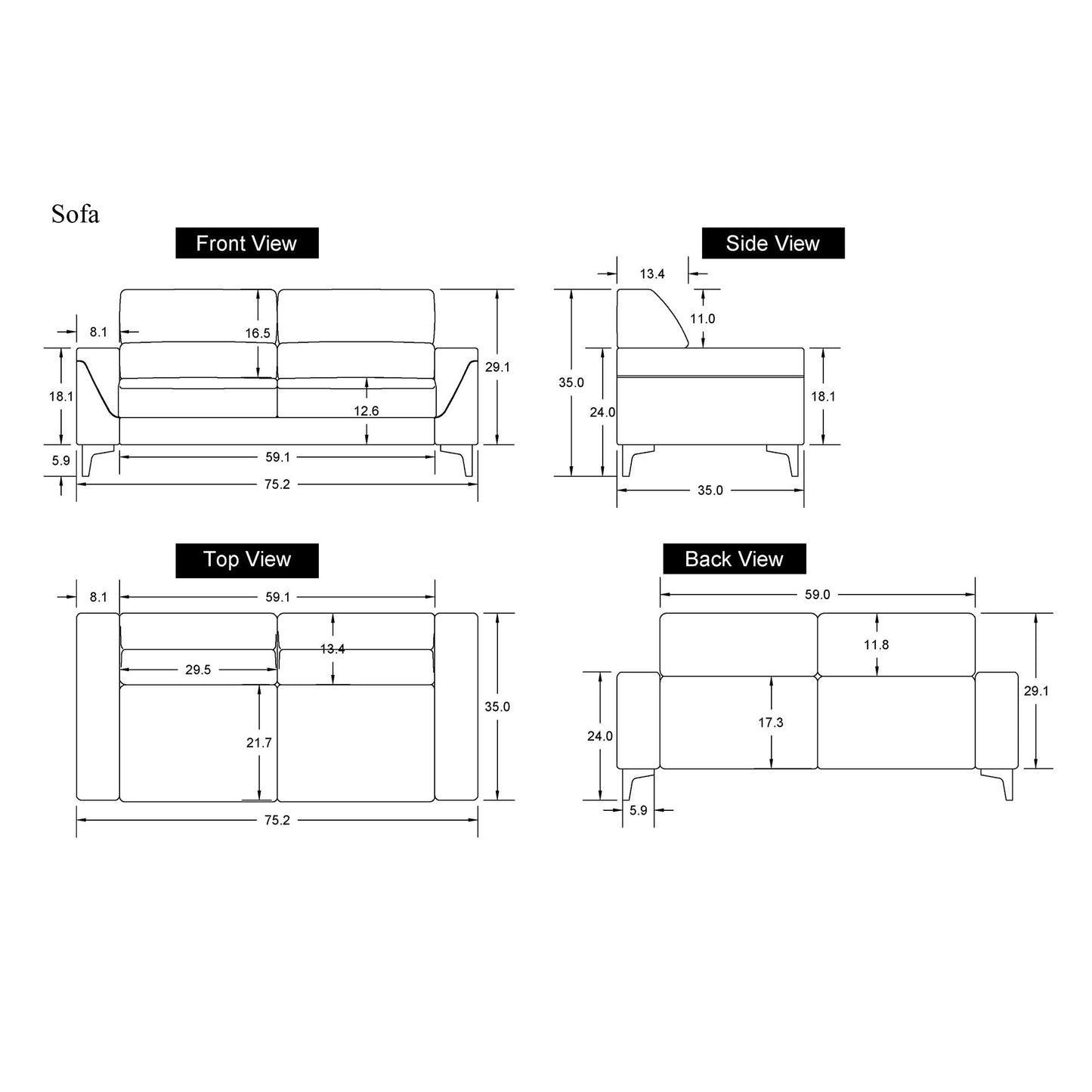 Creta - Sofa - Light Gray