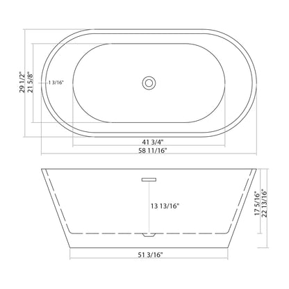 Gloss Freestanding Bathtub With Drain, Stand Alone Soaking Tub