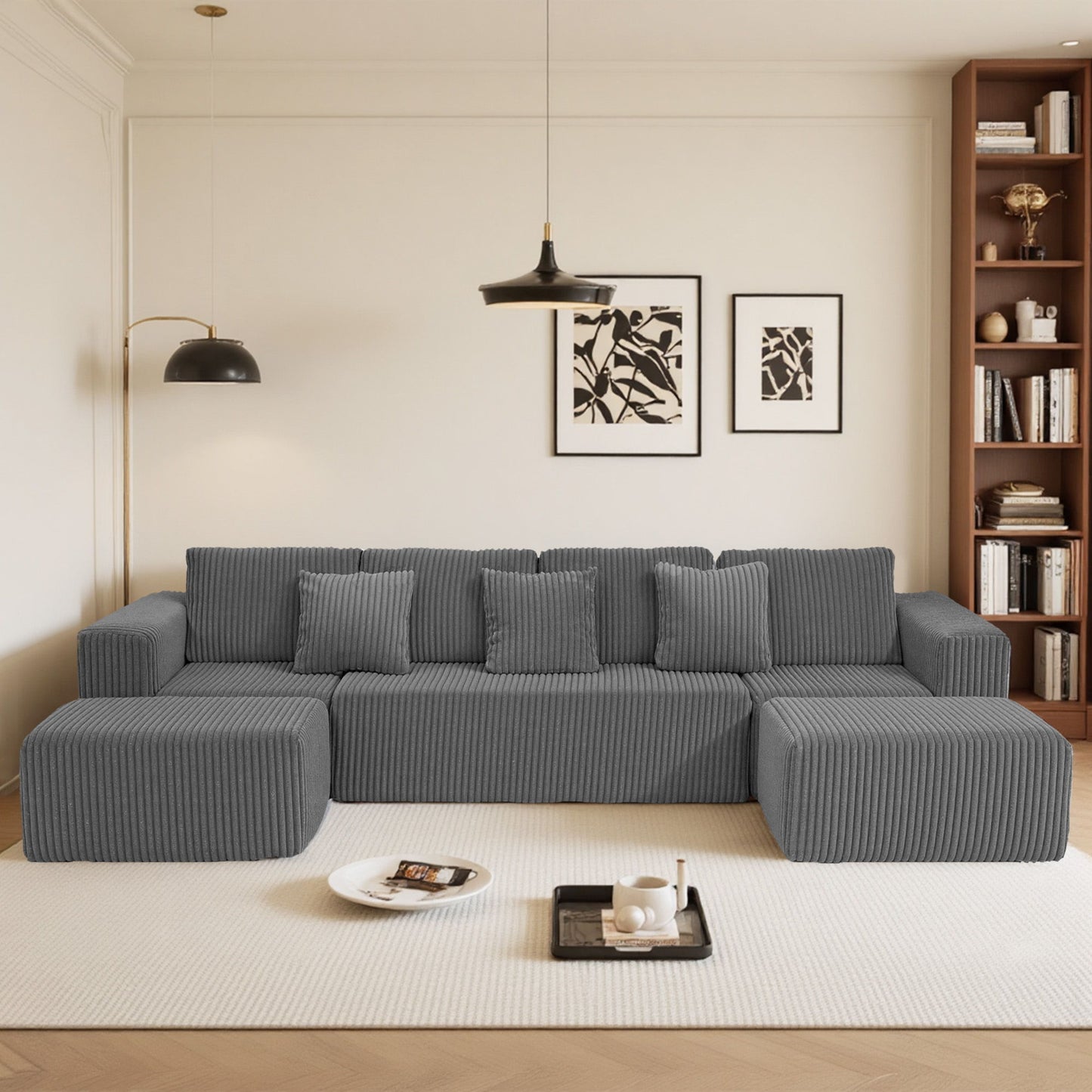 Modular U-Shaped Sectional Sofa With Reversible Design