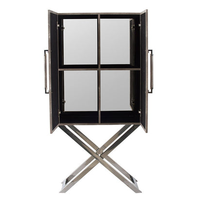 Cabinet - Silver - Faux Leather