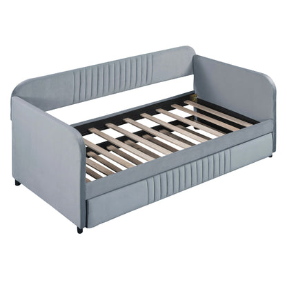 Upholstered Daybed Sofa Bed With Trundle Bed