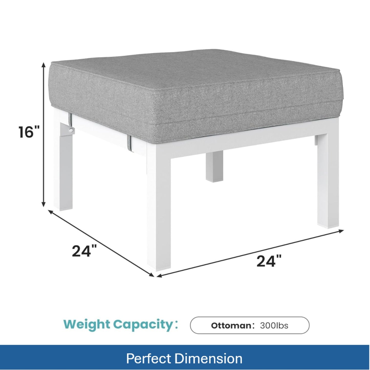 Patio Ottomans With Cushions, All-Weather Footrests (Set of 2)