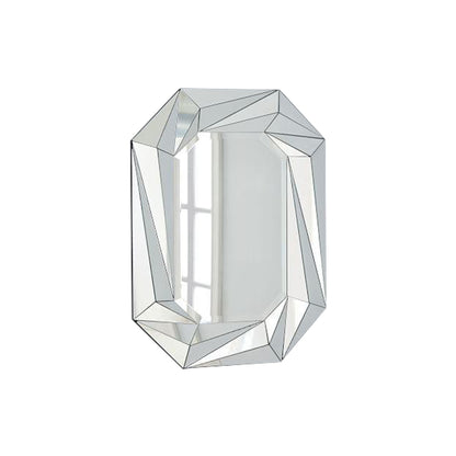 Diamond Shaped Wall Mirror With Beveled Edge Frameless Design - Silver