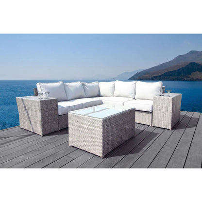 Outdoor Wicker Sectional With Weather Resistant Cushions And Table
