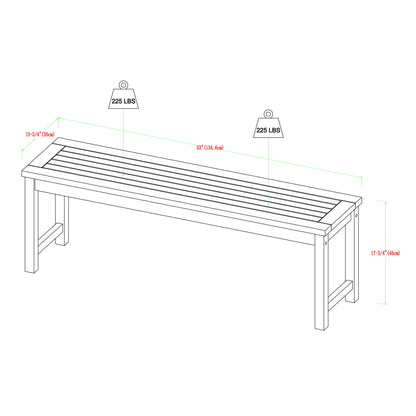 Modern Slat Top Solid Wood Patio Bench