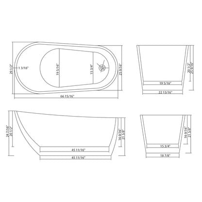 Contemporary Glossy Freestanding Bathtub With Chrome Overflow And Drain