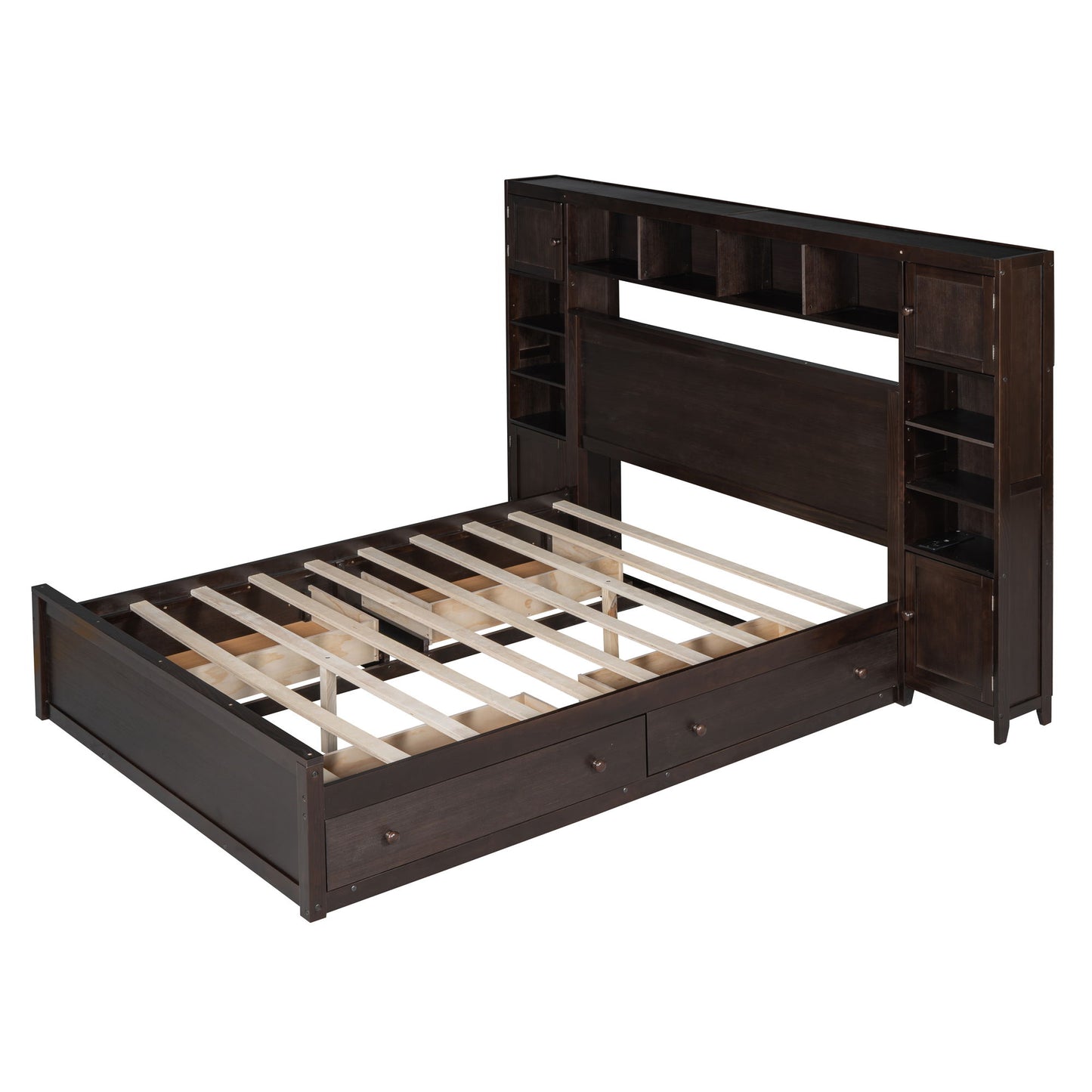Bed With All In One Cabinet, Shelf And Sockets