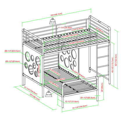 Twin Geo Cutout Colorful L-Shaped Bunk Bed