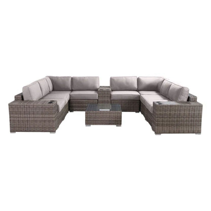 Modern Patio Rattan Sectional Set With Cushions