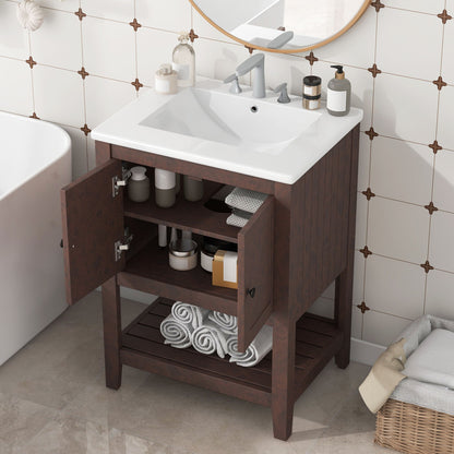 Modern Bathroom Vanity With Sink And Open Shelf