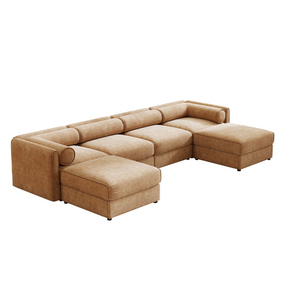 Contemporary Elegant White Chenille Sofa With Storage And Ottoman