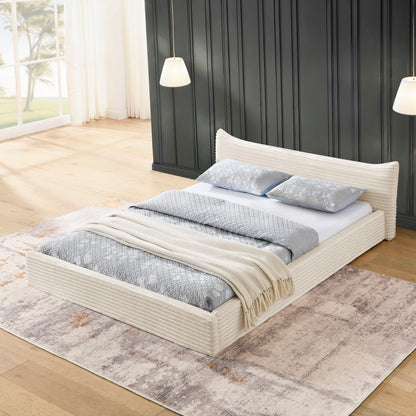 Modern Upholstered Bed Frame With Curved Headboard