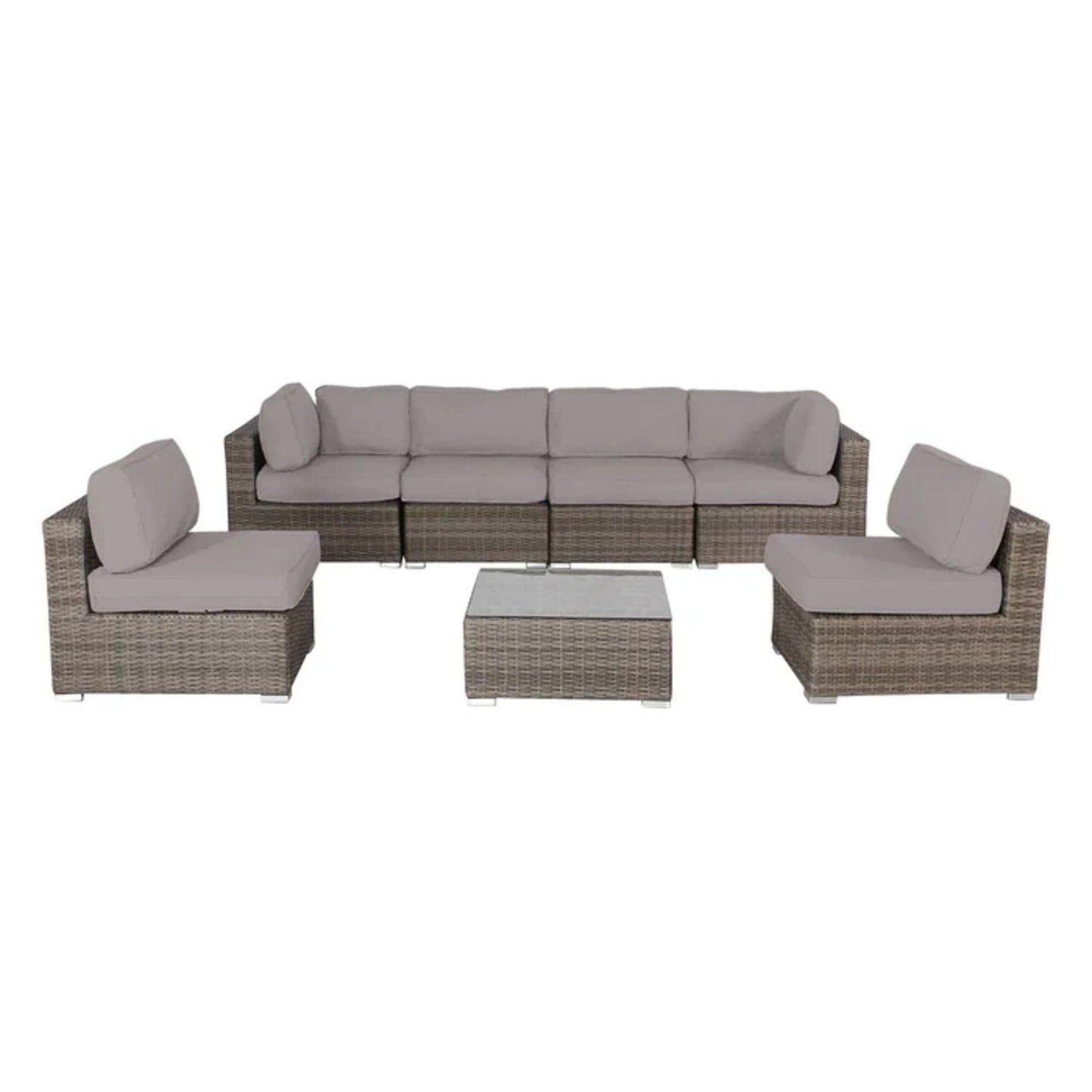 Seating Set With Cushions Handcrafted Wicker Design