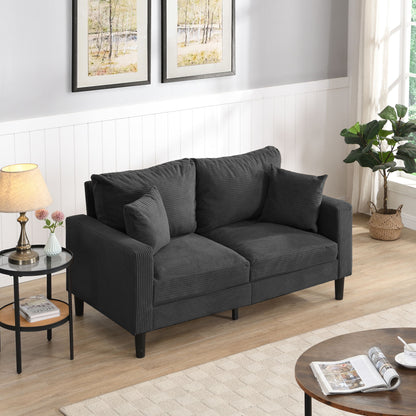 Modern Upholstered Loveseat Sofa With High Resilience, Wooden Frame - Dark Gray
