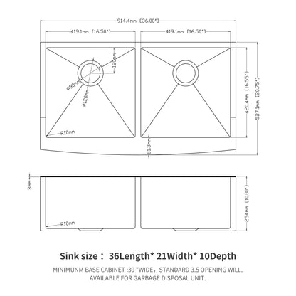 Double Bowl Farmhouse Sink / Stainless Steel Apron Front