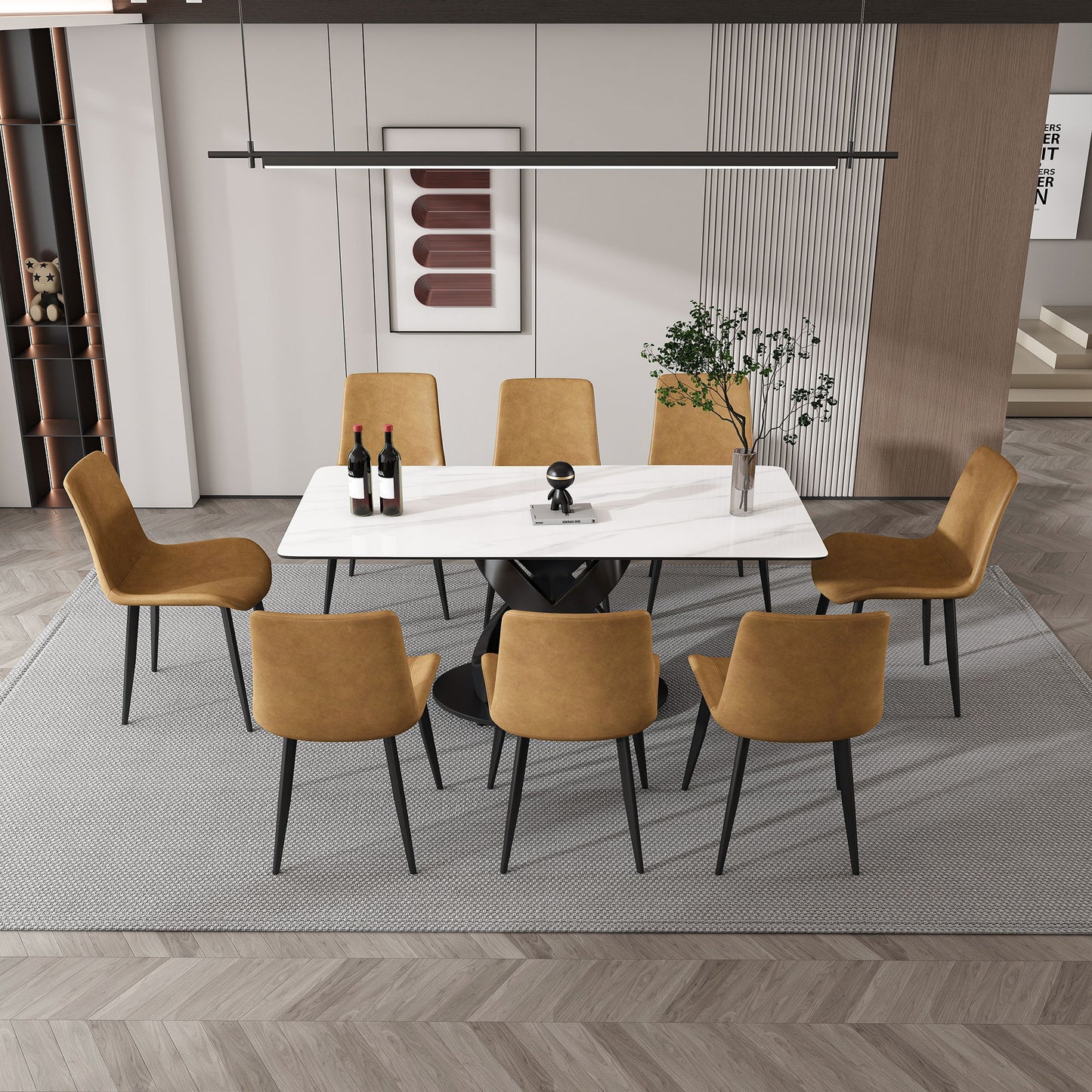 Rectangular Dining Table, Table For 8 Guests - Black / White